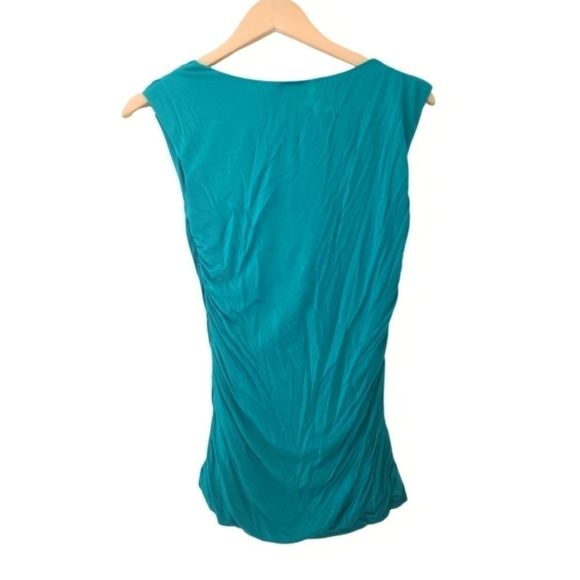 🌹2/$15 Maurices Ruched Green/Blue Blouse Sleevele - Picture 2 of 10